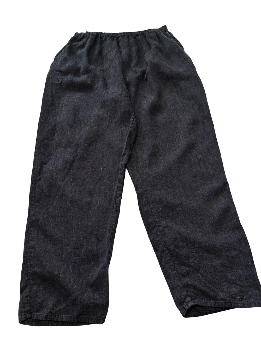 FLAX Jeanne Engelhart 100% Linen Charcoal Wide Leg Pants Pockets - Picture 5 of 5